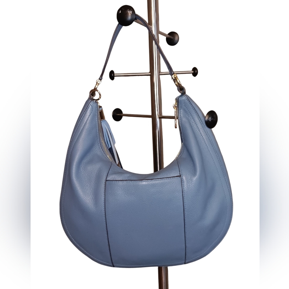 #169 Michael Kors Blue Hobo Bag with Tassel - Picture 3 of 6